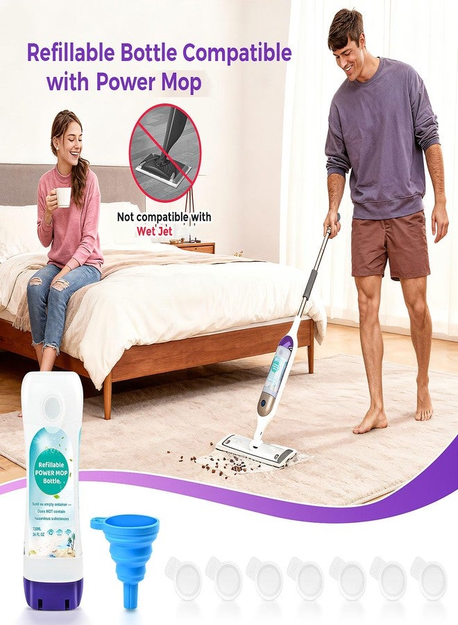 DrFlito Refillable Bottle for Swiffer® Power Mop™ – 720ML / 24 FL.OZ Leak-Proof HDPE Cleaner Solution Refill Bottle with 7 Silicone Gaskets & 1 Funnel, Easy Install for Use with Any Cleaning Solution - Image 4